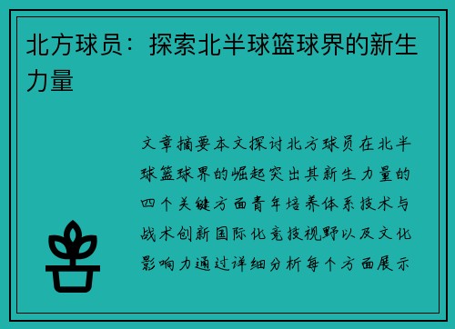 北方球员：探索北半球篮球界的新生力量